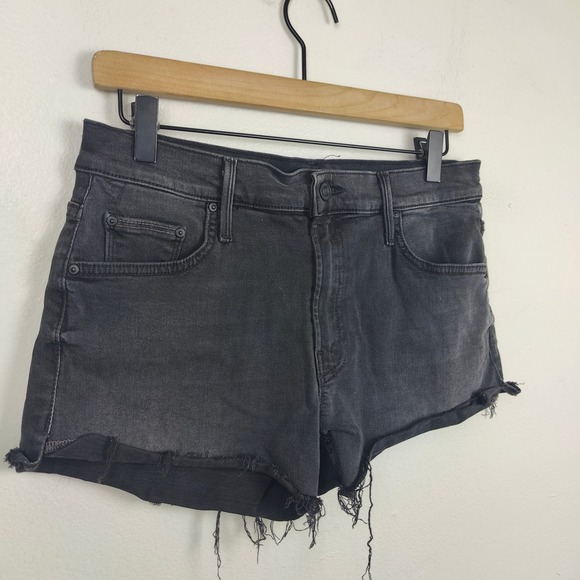 MOTHER Denim Teaser Slit Short Womens 26 Guilty Parties Black Wash Cut Offs Boho - Picture 3 of 10
